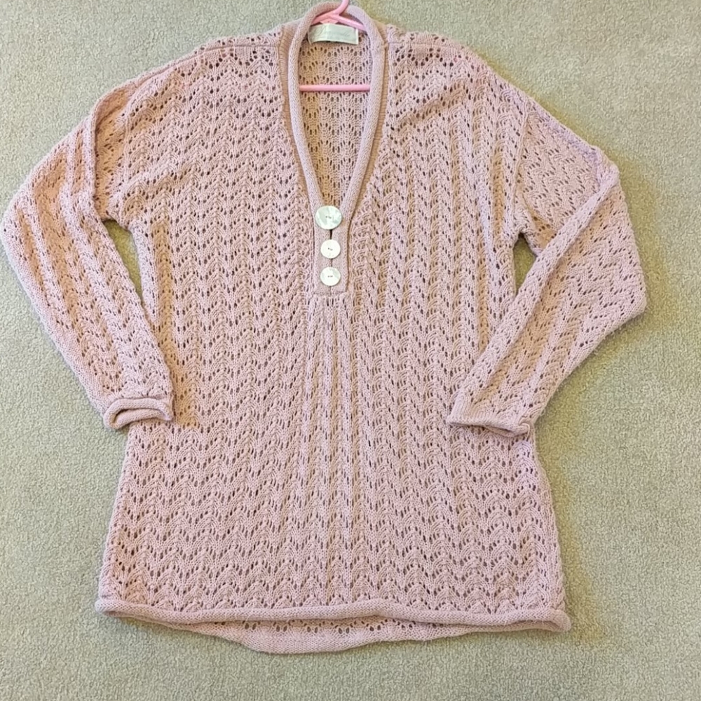 Deauville pink knit v neck sweater